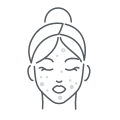 a black and white line drawing of a woman's face