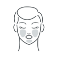 a black and white line drawing of a person's face
