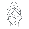 a black and white line drawing of a woman's face