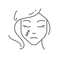 a black and white logo of a woman's face