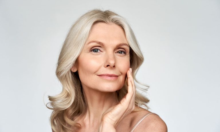 Older woman with beautiful non sagging skin