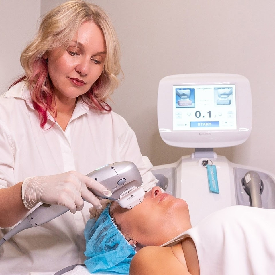 Ultraformer treament on a client by Jodie, Dermal Clinician