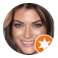 a woman smiling with a star in the middle