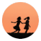 silhouette of two girls running