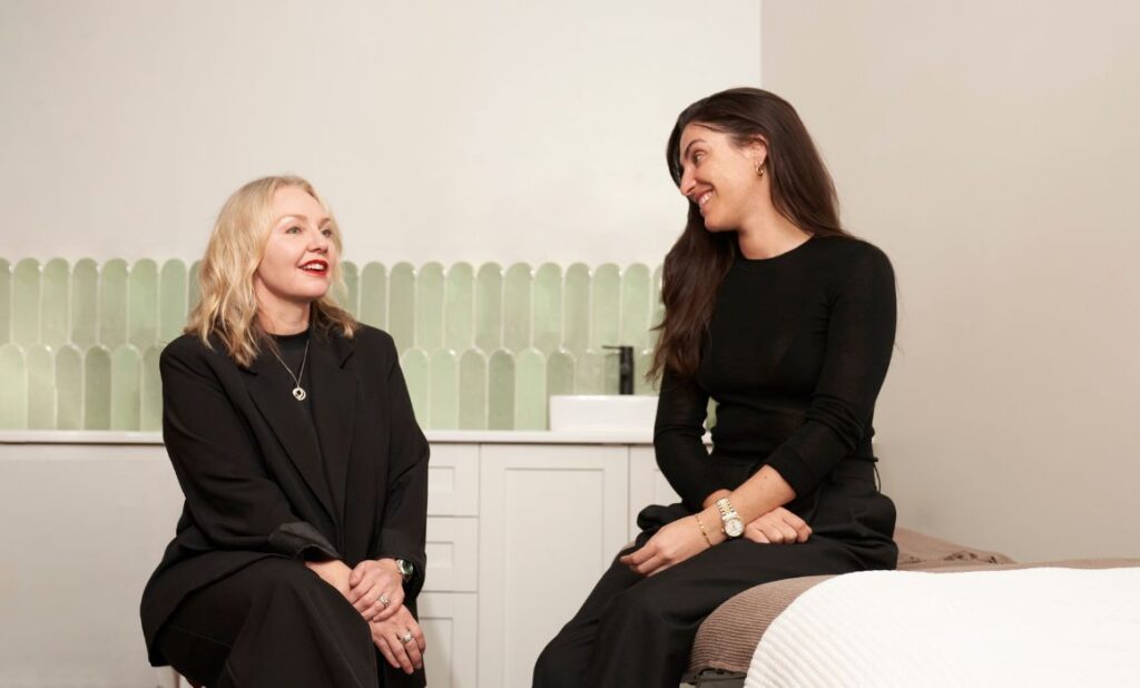 Jodie and Sian chatting about her skin journey